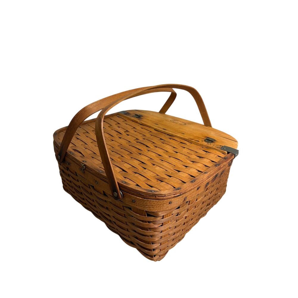 Vermont Basket Co. VTG Pie Basket – Barre VT, Double Carrier - Original Riser!